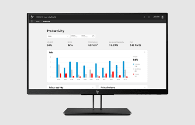 Monitor che mostra la dashboard di HP 3D Center